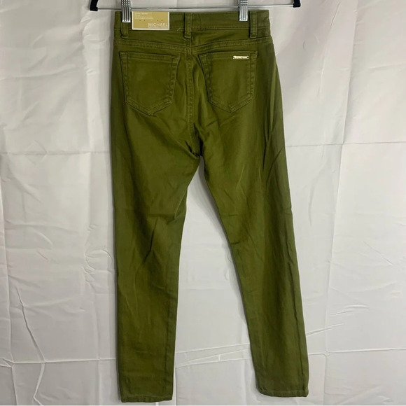 NWT Michael Kors Petite Selma Skinny High Rise Jeans in Olive Green, size 0P - Picture 10 of 11